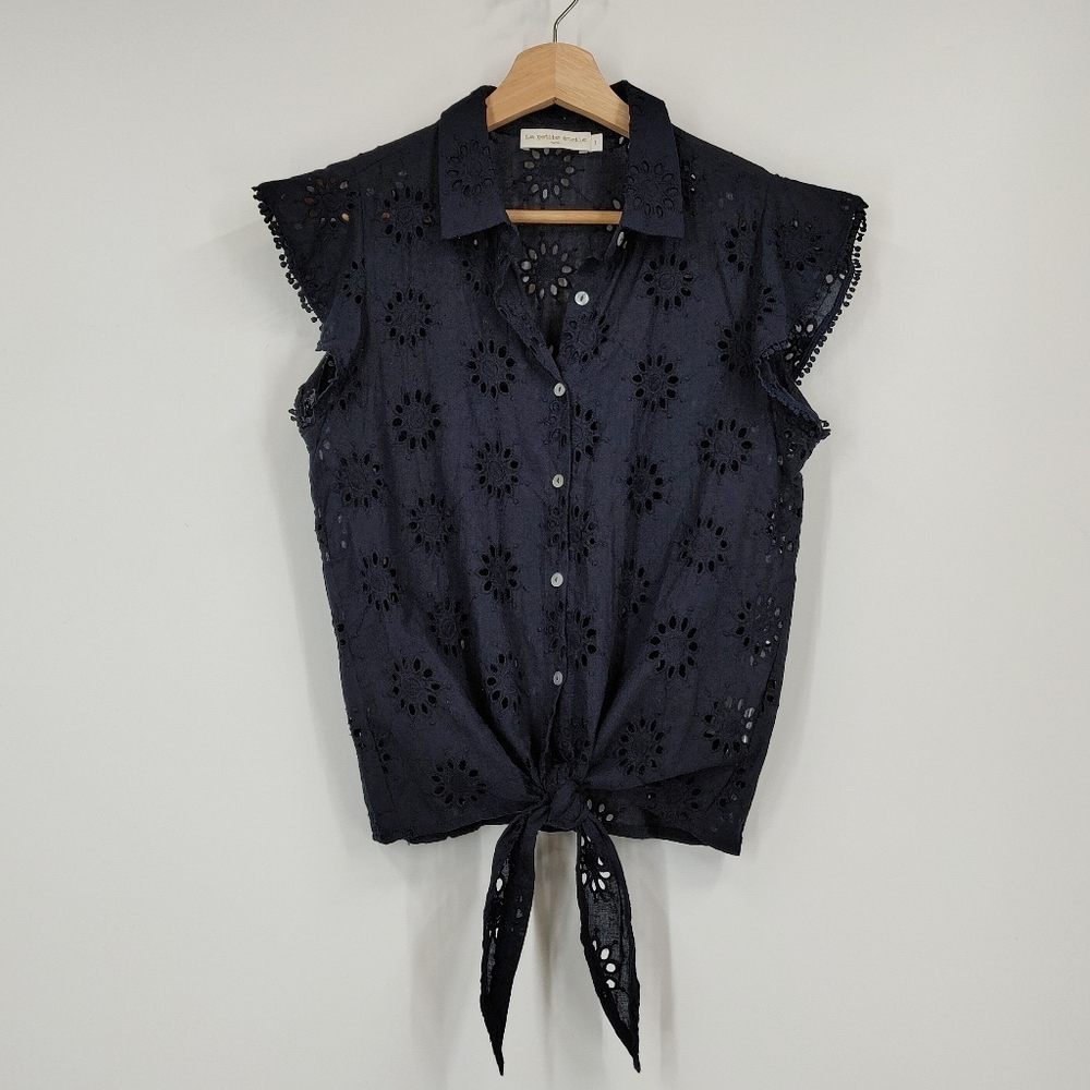 La Petite Etoile Eyelet Button Down Shirt